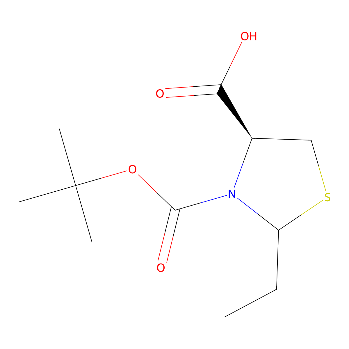 Boc-(4S,2RS)-2-ethylthiazolidine-4-carboxylic acid molecular structure, CAS 1217515-06-4