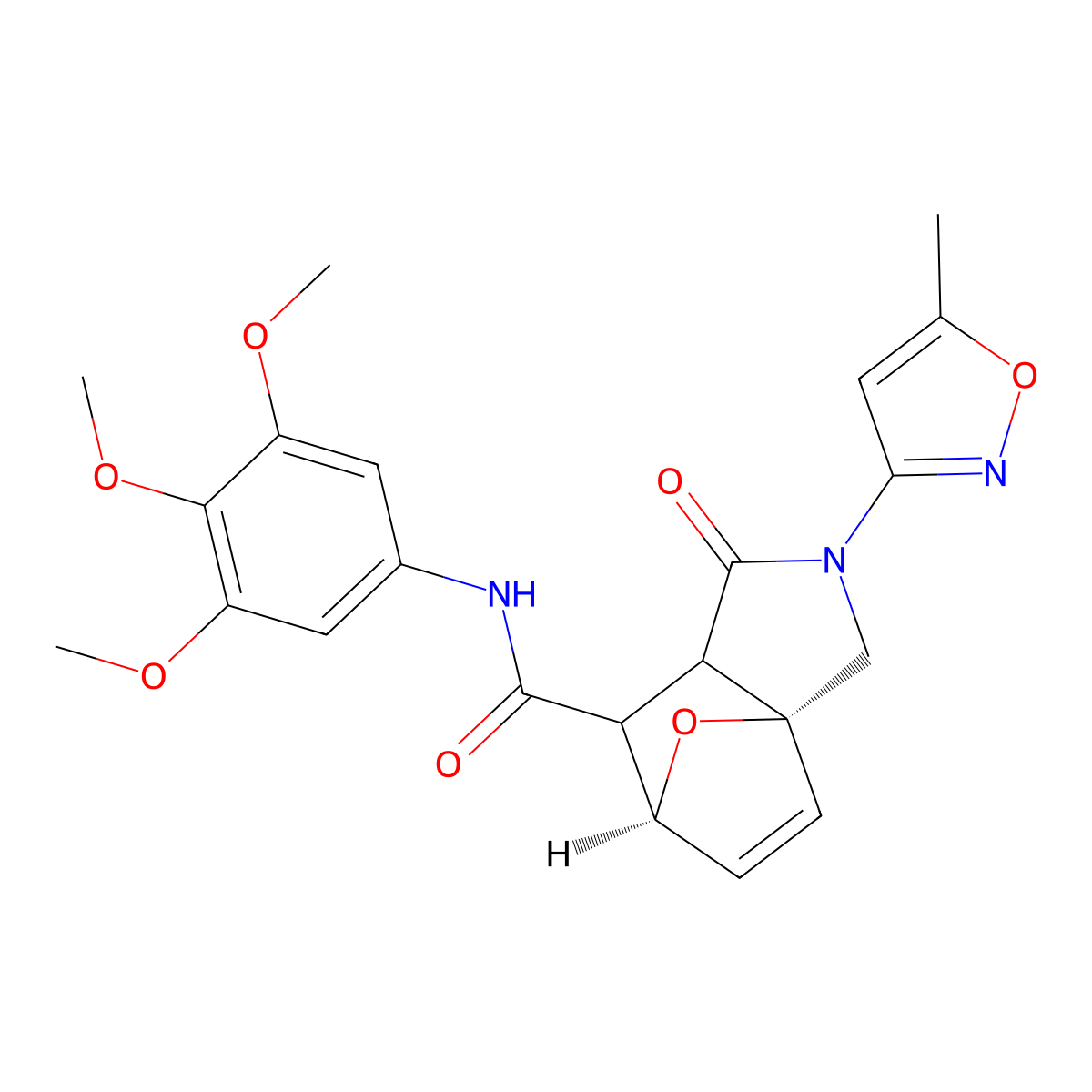 2-(5-methyl-3-isoxazolyl)-3-oxo-N-(3,4,5-trimethoxyphenyl)-2,3,3a,4-tetrahydro-5,7a-epoxyisoindole-4-carboxamide molecular structure, CAS 1217517-08-2