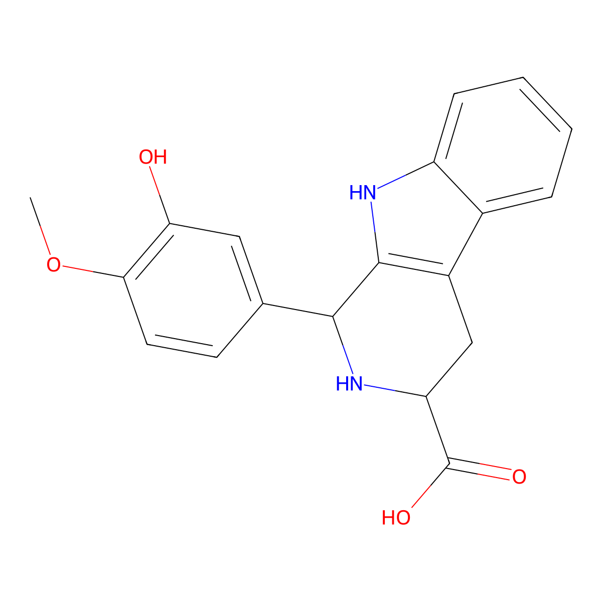 (3S)-1-(3-hydroxy-4-methoxyphenyl)-2,3,4,9-tetrahydro-1H-beta-carboline-3-carboxylic acid molecular structure, CAS 1217517-74-2