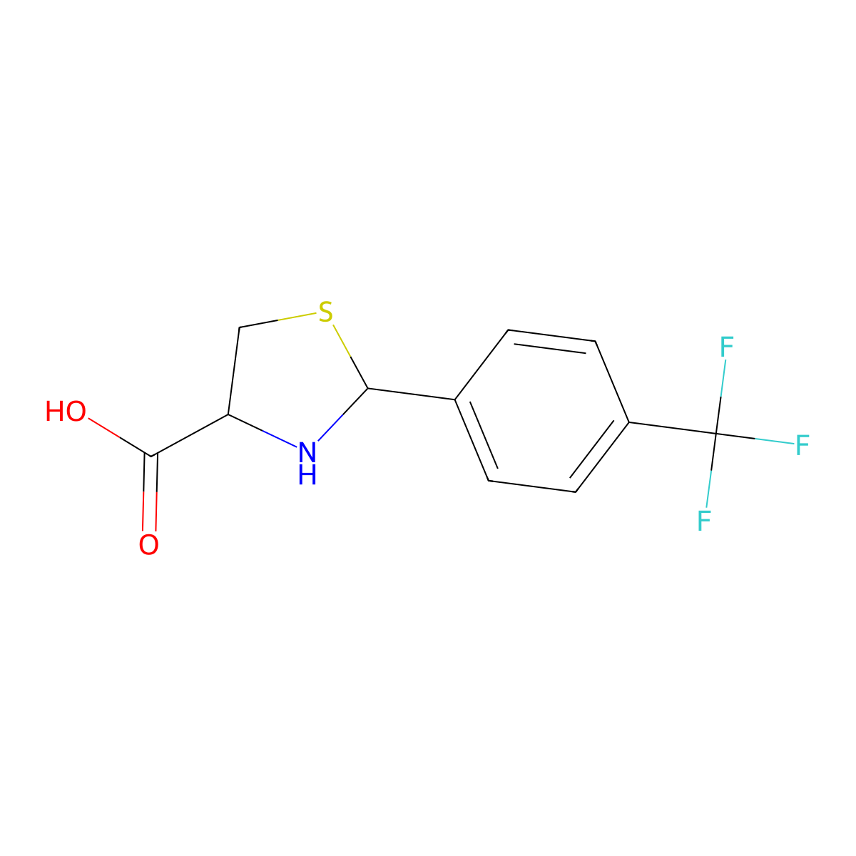 (4S)-2-[4-(trifluoromethyl)phenyl]-1,3-thiazolidine-4-carboxylic acid molecular structure, CAS 1217522-21-8