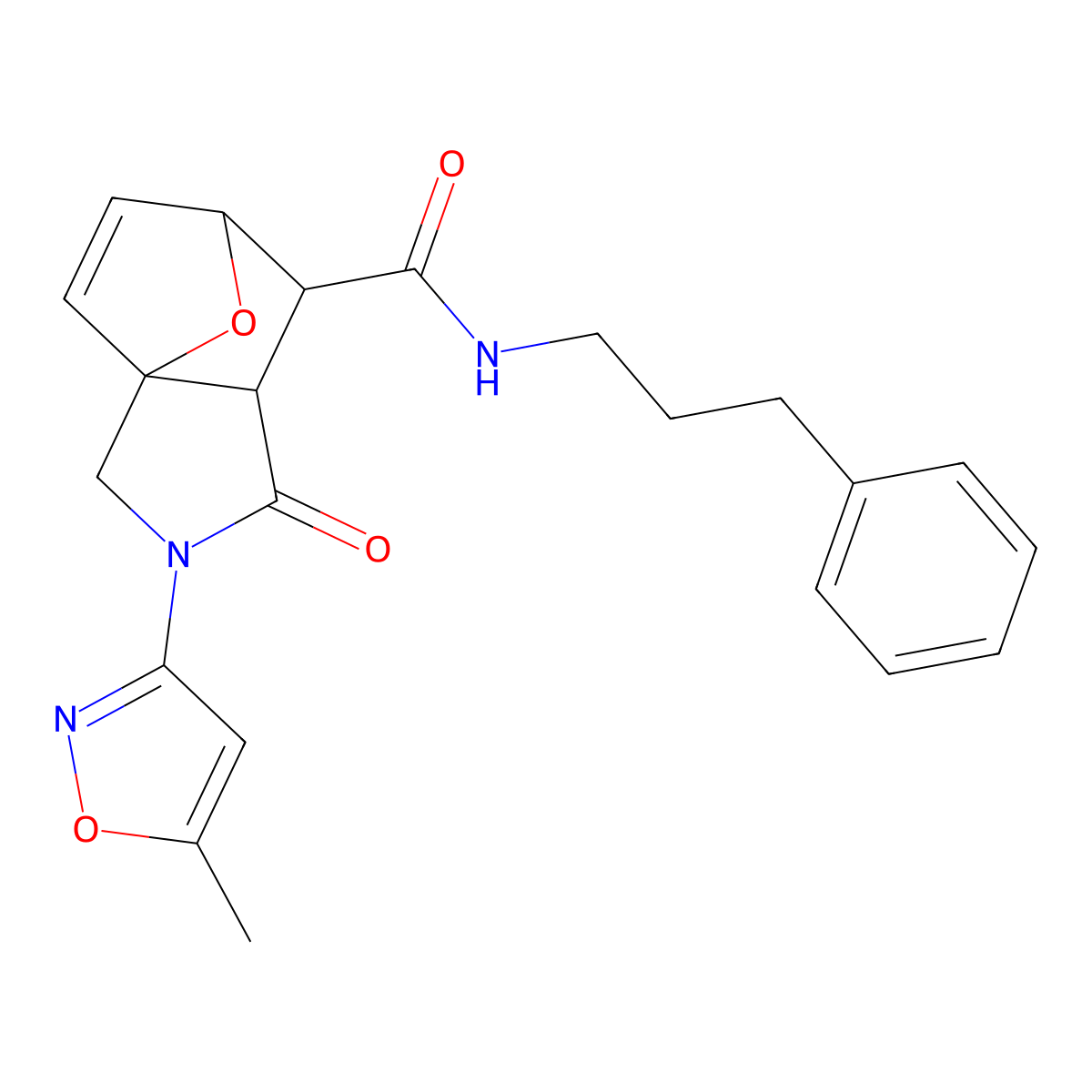 2-(5-methyl-3-isoxazolyl)-3-oxo-N-(3-phenylpropyl)-2,3,3a,4-tetrahydro-5,7a-epoxyisoindole-4-carboxamide molecular structure, CAS 1217522-81-0