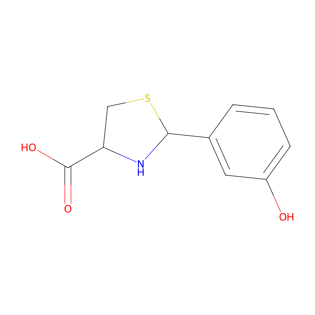 (4S)-2-(3-hydroxyphenyl)-1,3-thiazolidine-4-carboxylic acid molecular structure, CAS 1217529-11-7