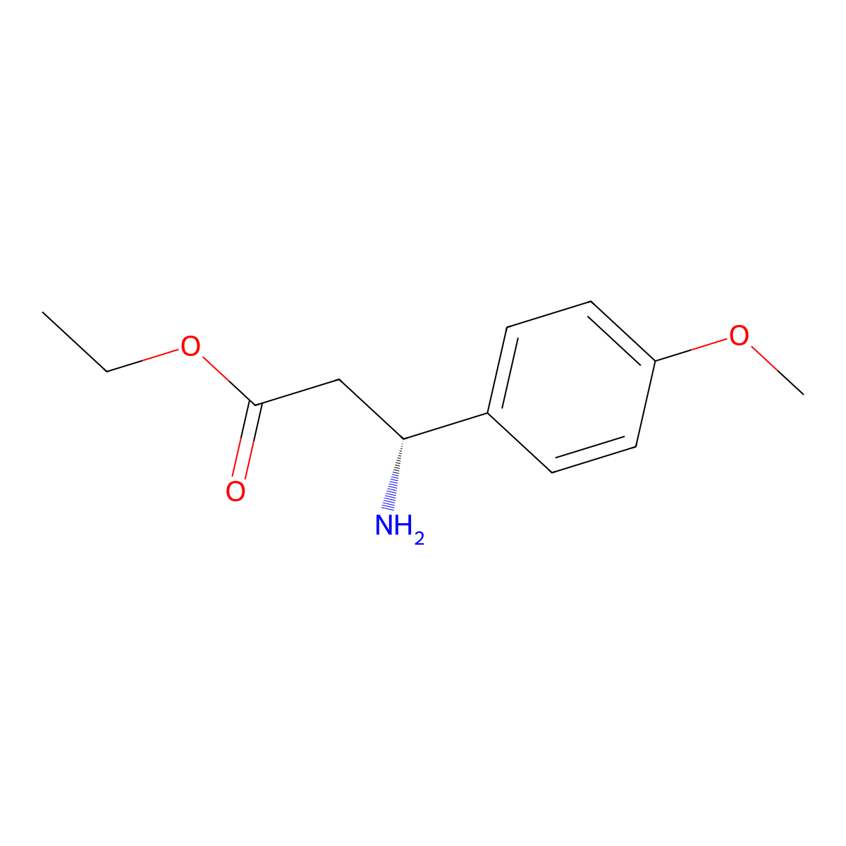 ethyl (3R)-3-amino-3-(4-methoxyphenyl)propanoate molecular structure, CAS 1217530-46-5