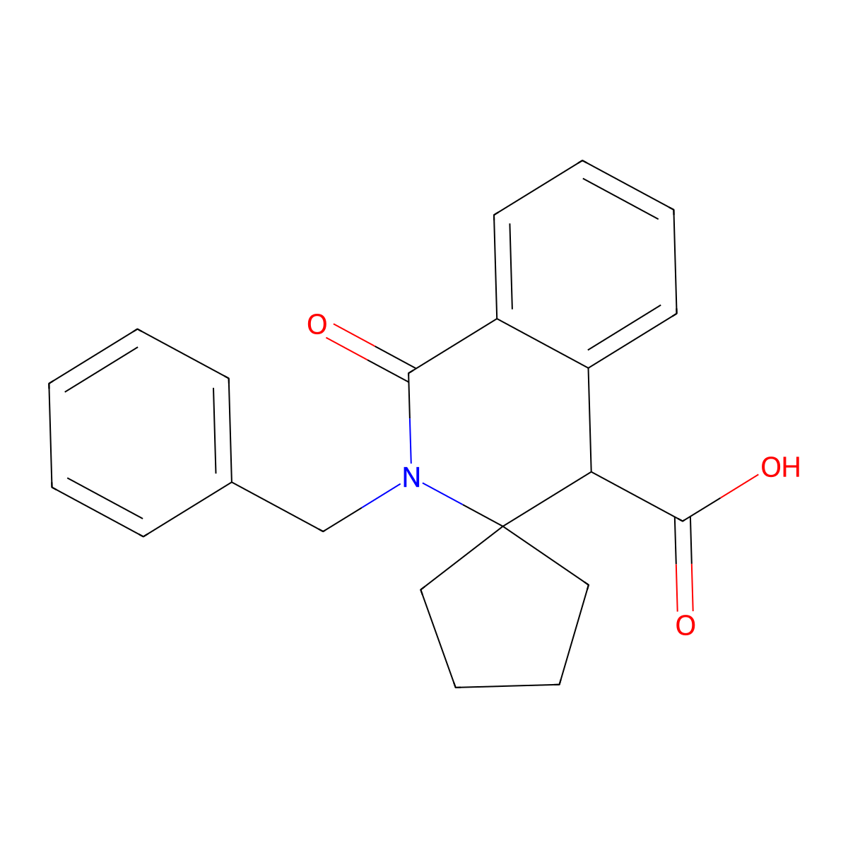 2'-benzyl-1'-oxo-1',4'-dihydro-2'H-spiro[cyclopentane-1,3'-isoquinoline]-4'-carboxylic acid molecular structure, CAS 1217531-04-8