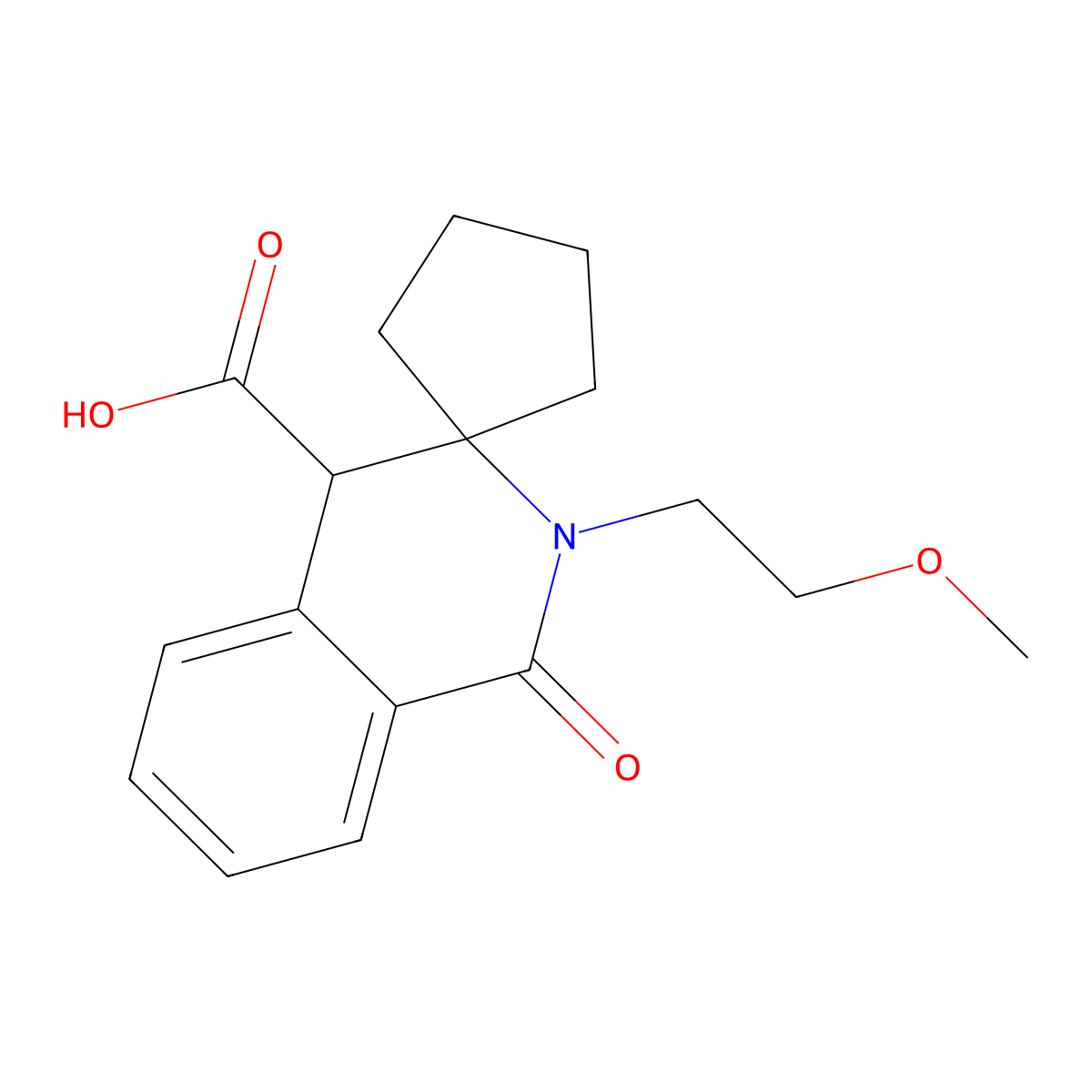 2'-(2-methoxyethyl)-1'-oxo-1',4'-dihydro-2'H-spiro[cyclopentane-1,3'-isoquinoline]-4'-carboxylic acid molecular structure, CAS 1217531-62-8