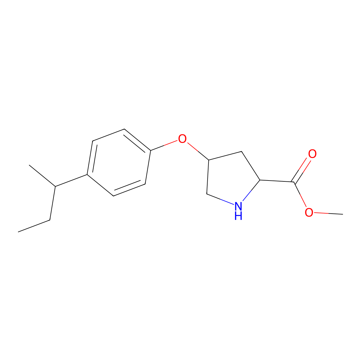 Methyl (2S,4S)-4-[4-(sec-butyl)phenoxy]-2-pyrrolidinecarboxylate molecular structure, CAS 1217533-61-3
