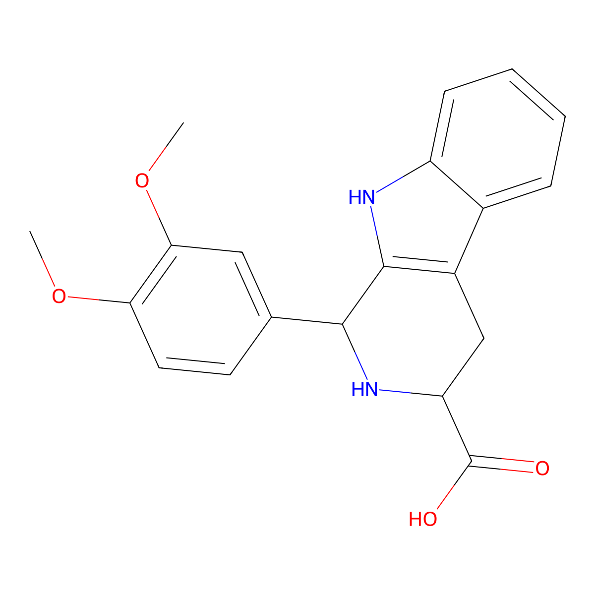 (3S)-1-(3,4-Dimethoxyphenyl)-1H,2H,3H,4H,9H-pyrido[3,4-B]indole-3-carboxylic acid molecular structure, CAS 1217536-34-9