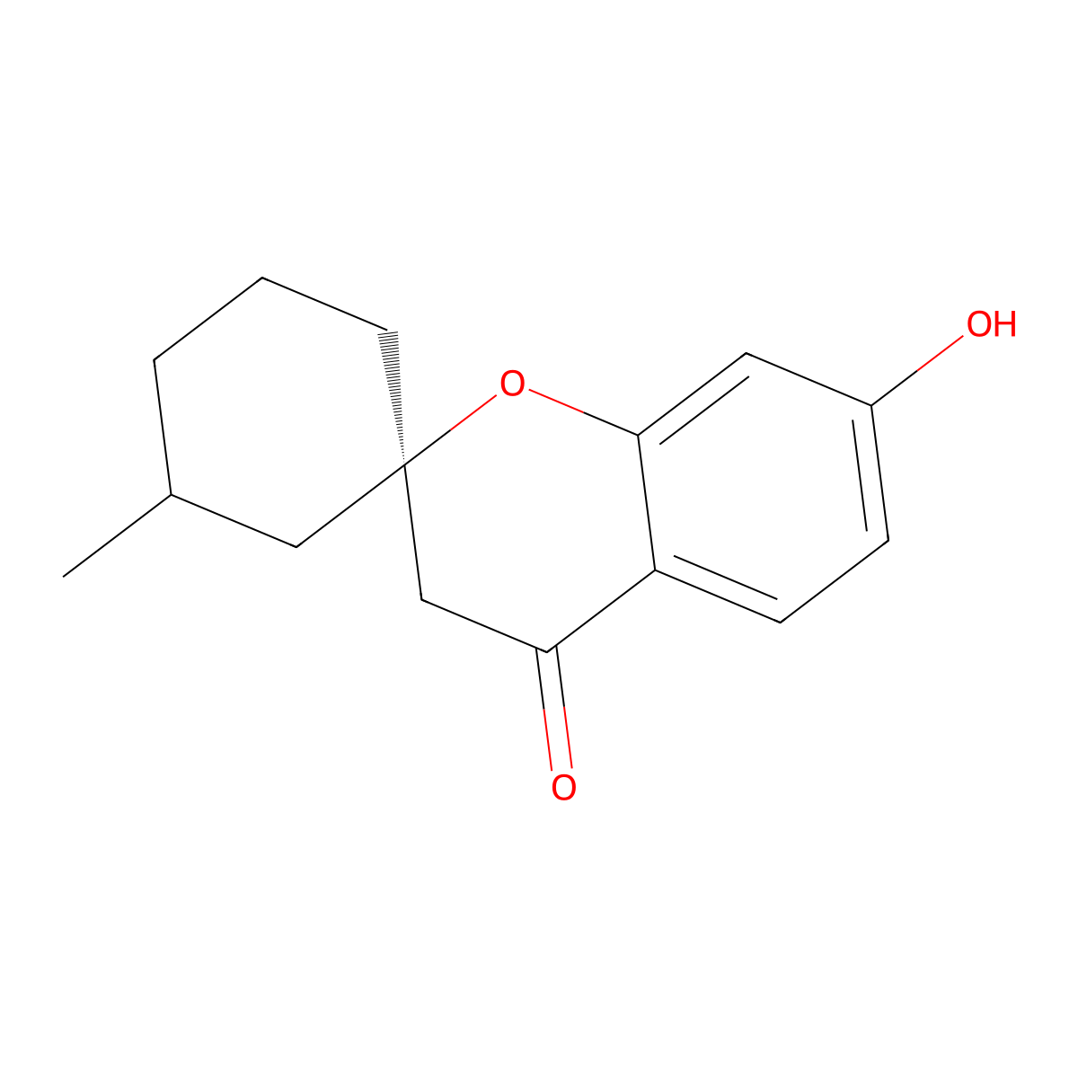(2R)-7-hydroxy-3'-methylspiro[chromene-2,1'-cyclohexan]-4(3H)-one molecular structure, CAS 1217538-35-6