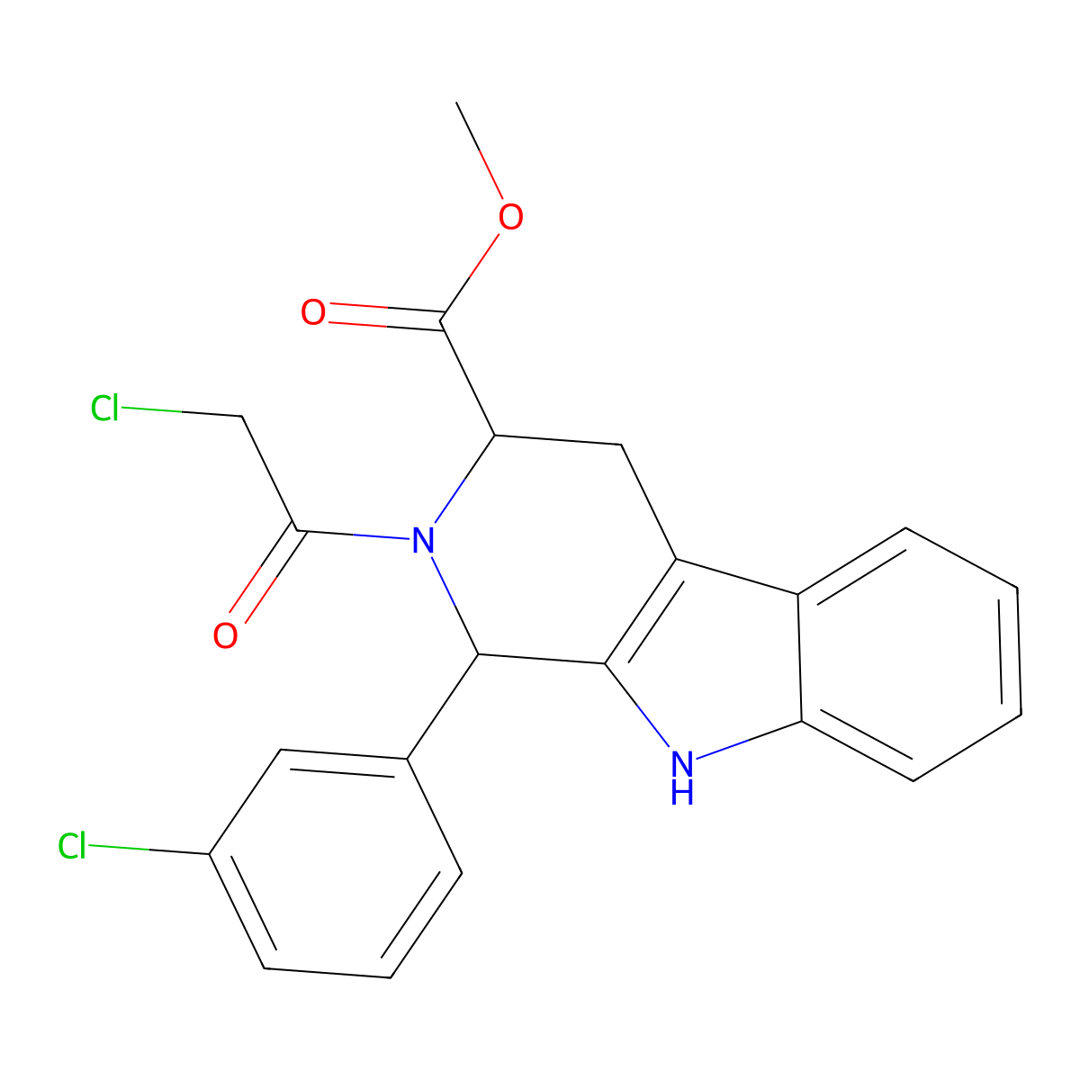 methyl (3S)-2-(chloroacetyl)-1-(3-chlorophenyl)-2,3,4,9-tetrahydro-1H-beta-carboline-3-carboxylate molecular structure, CAS 1217543-97-9
