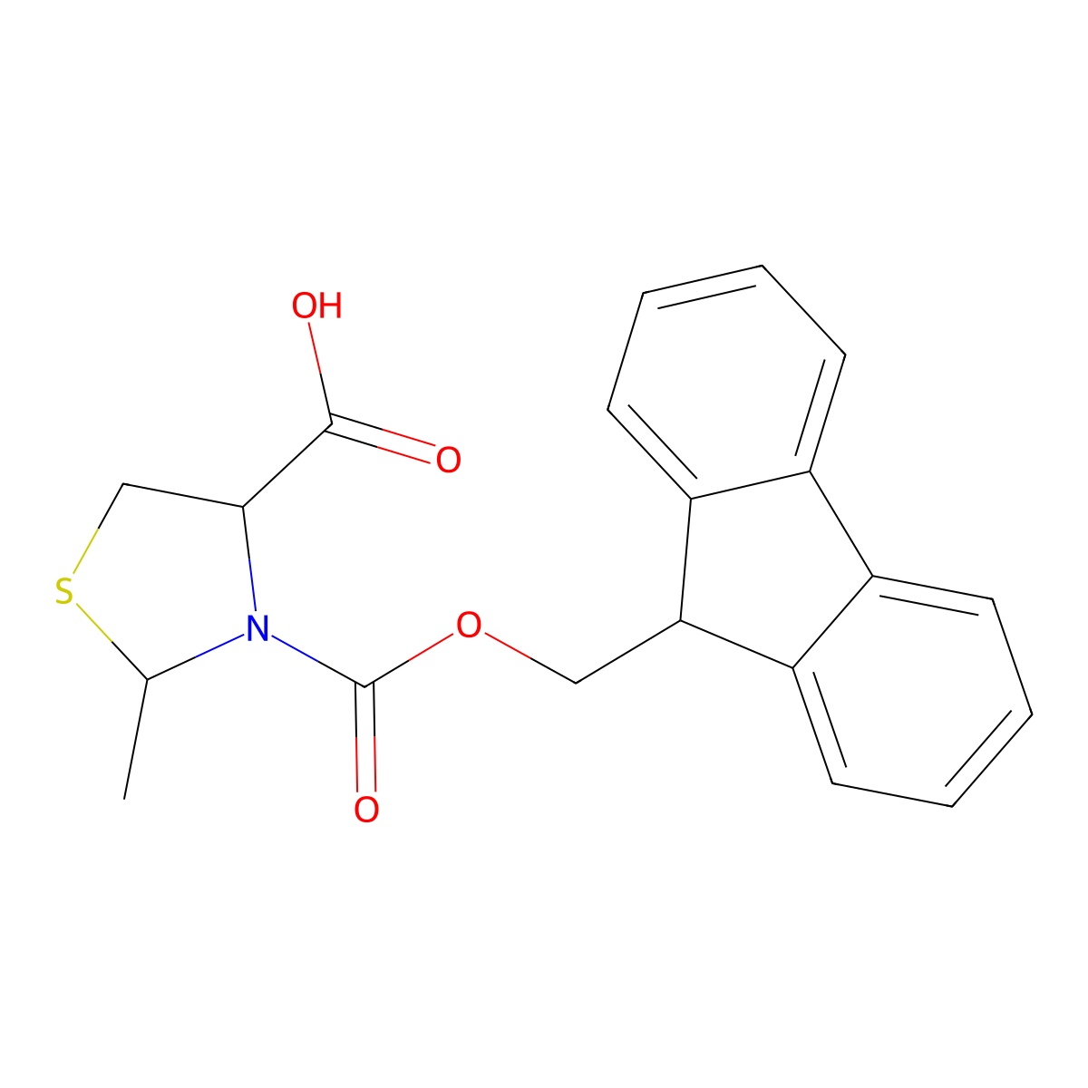(4S)-3-(((9H-Fluoren-9-yl)methoxy)carbonyl)-2-methylthiazolidine-4-carboxylic acid molecular structure, CAS 1217544-28-9