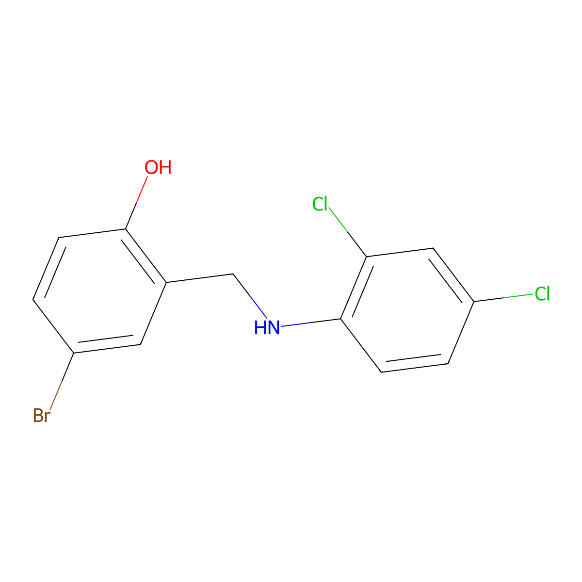 4-Bromo-2-{[(2,4-dichlorophenyl)amino]methyl}phenol molecular structure, CAS 1217545-85-1