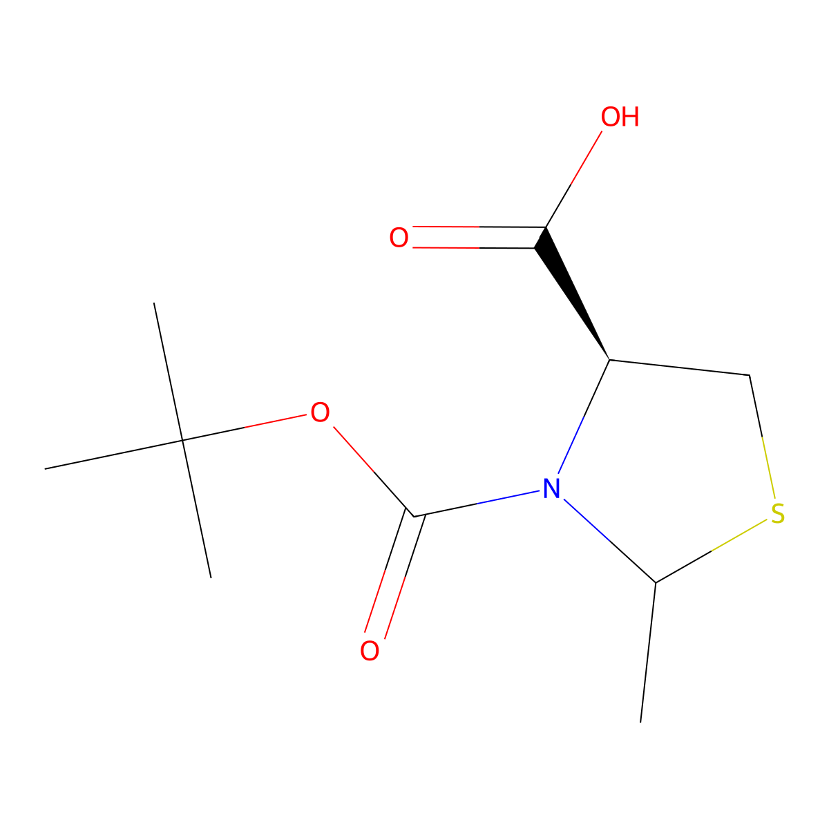 (4S)-3-(tert-Butoxycarbonyl)-2-methylthiazolidine-4-carboxylic acid molecular structure, CAS 1217546-87-6