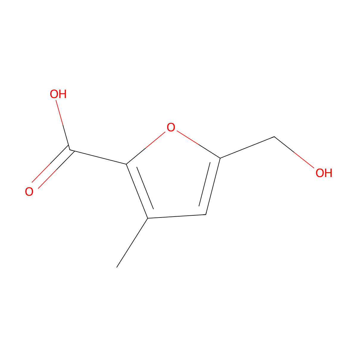 5-(Hydroxymethyl)-3-methylfuran-2-carboxylic acid molecular structure, CAS 121756-65-8