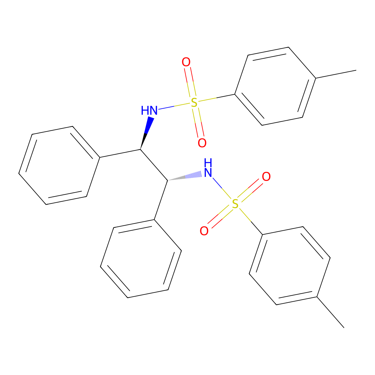 N,N'-((1R,2R)-1,2-Diphenylethane-1,2-diyl)bis(4-methylbenzenesulfonamide) molecular structure, CAS 121758-19-8