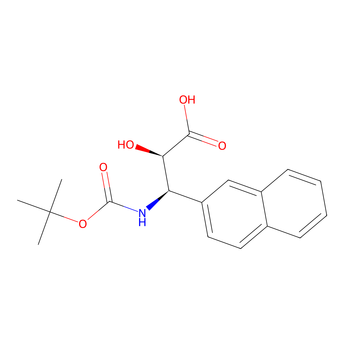 (2R,3R)-3-((tert-Butoxycarbonyl)amino)-2-hydroxy-3-(naphthalen-2-yl)propanoic acid molecular structure, CAS 1217602-85-1