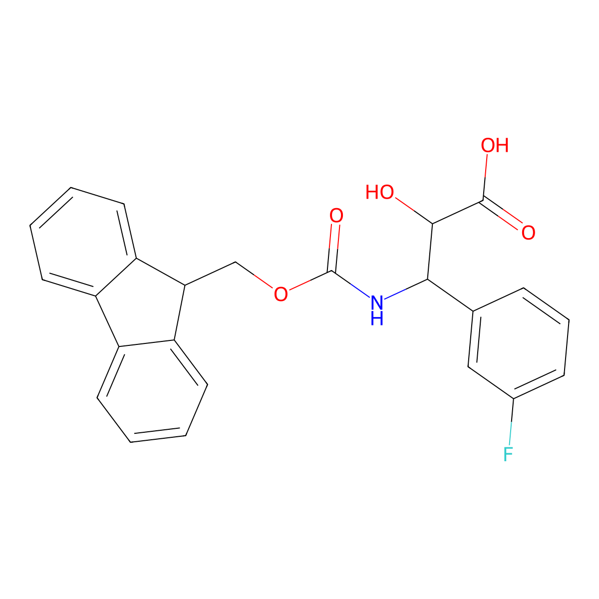 (2S,3S)-3-((((9H-Fluoren-9-yl)methoxy)carbonyl)amino)-3-(3-fluorophenyl)-2-hydroxypropanoic acid molecular structure, CAS 1217603-27-4
