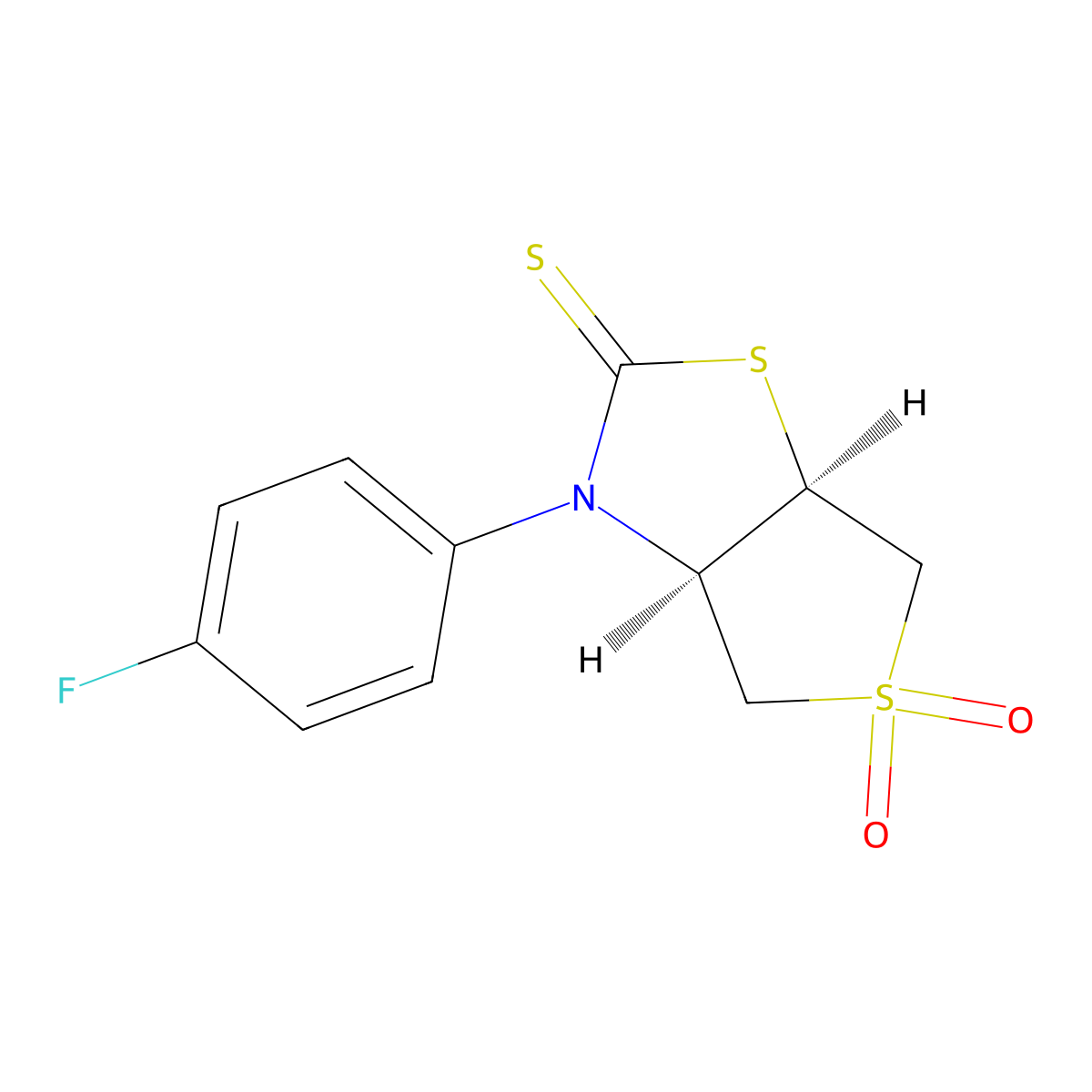 Thieno[3,4-d]thiazole-2(3H)-thione, 3-(4-fluorophenyl)tetrahydro-, 5,5-dioxide, (3aR,6aR)-rel- molecular structure, CAS 1217604-02-8