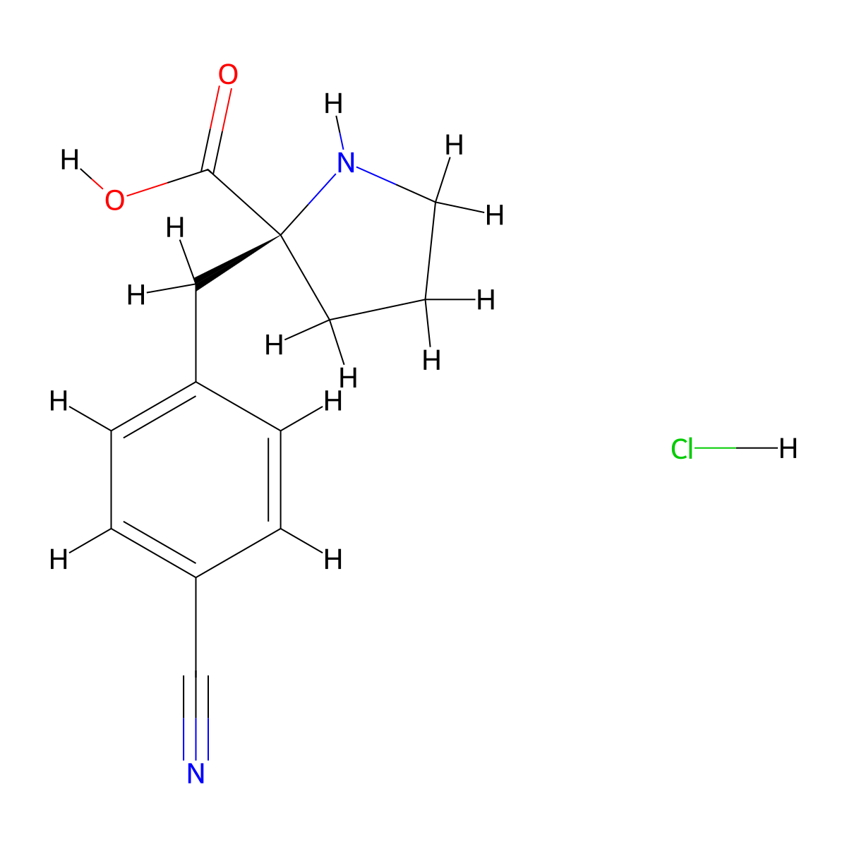(S)-2-(4-Cyanobenzyl)pyrrolidine-2-carboxylic acid hydrochloride molecular structure, CAS 1217606-18-2