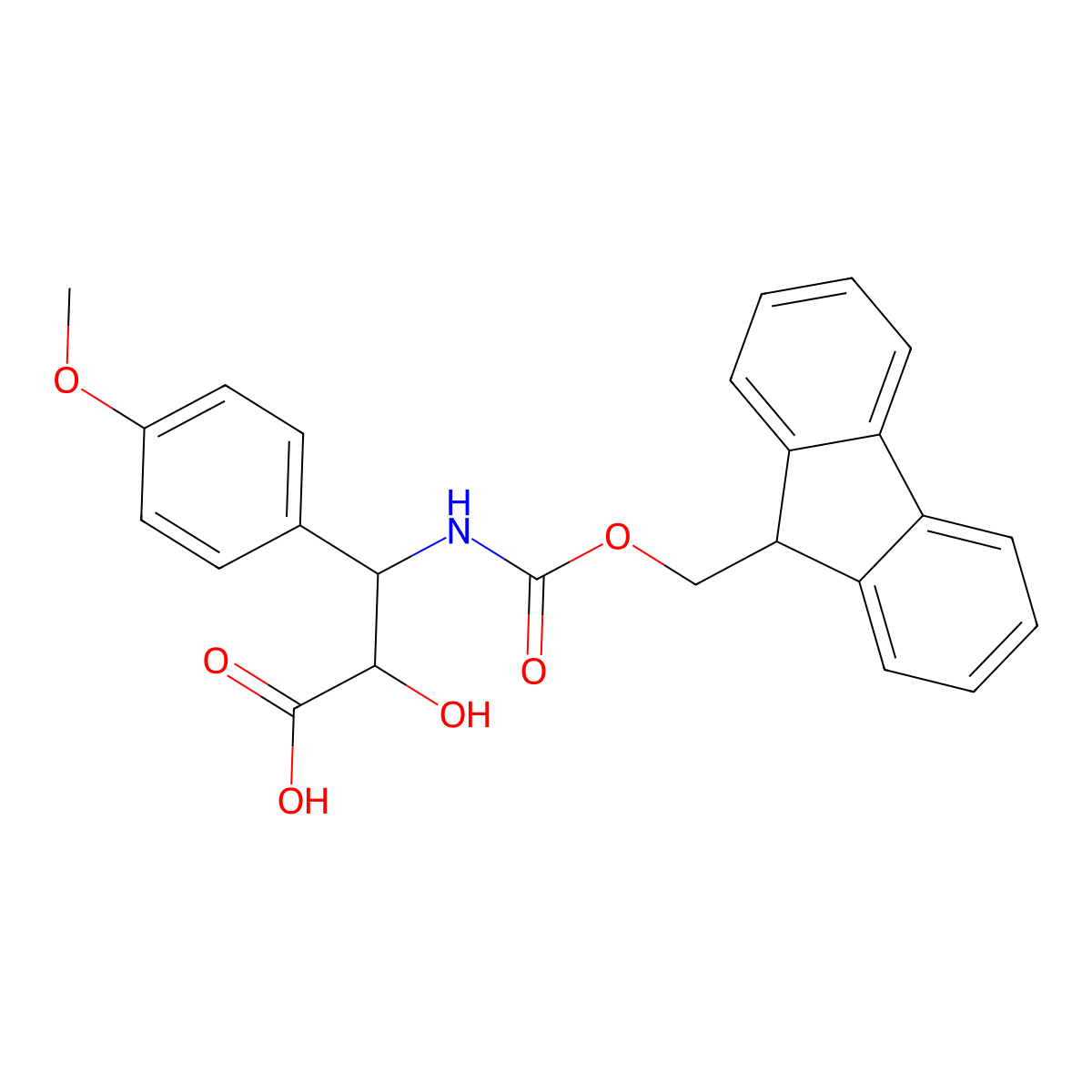 (2R,3R)-3-((((9H-Fluoren-9-yl)methoxy)carbonyl)amino)-2-hydroxy-3-(4-methoxyphenyl)propanoic acid molecular structure, CAS 1217606-50-2