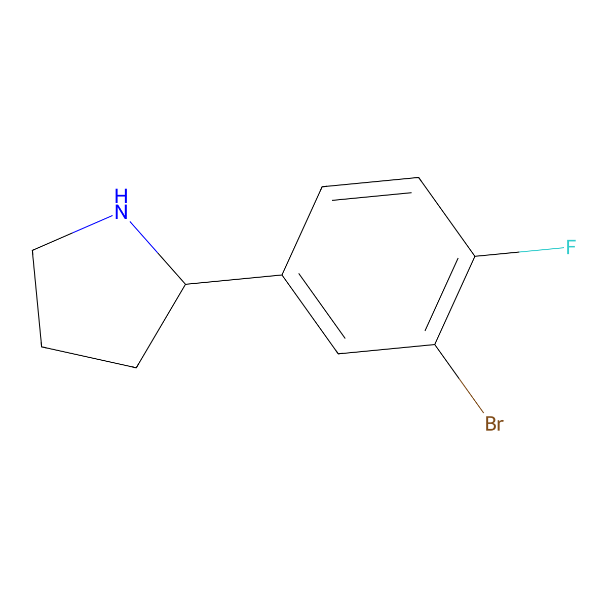 (S)-2-(3-Bromo-4-fluorophenyl)pyrrolidine molecular structure, CAS 1217607-07-2