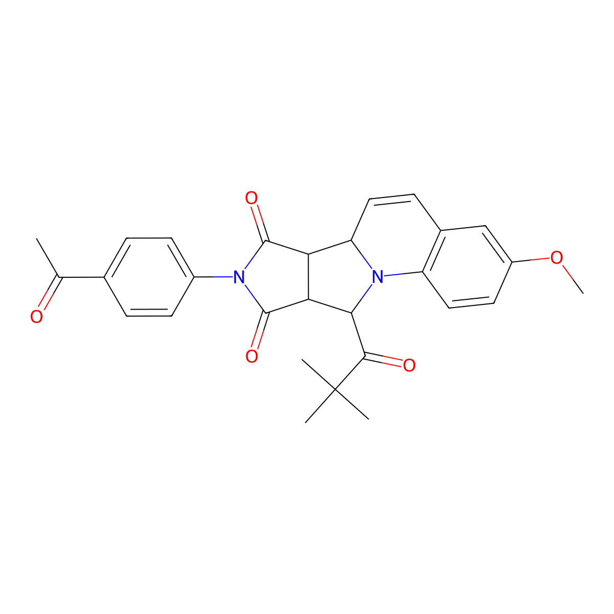 8-(4-acetylphenyl)-10-(2,2-dimethylpropanoyl)-3-methoxy-9a,10-dihydro-6aH-pyrrolo[3',4':3,4]pyrrolo[1,2-a]quinoline-7,9(6bH,8H)-dione molecular structure, CAS 1217607-30-1
