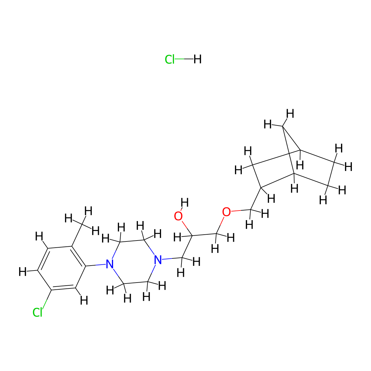 1-((1R,4S)-bicyclo[2.2.1]heptan-2-ylmethoxy)-3-(4-(5-chloro-2-methylphenyl)piperazin-1-yl)propan-2-ol hydrochloride molecular structure, CAS 1217607-84-5