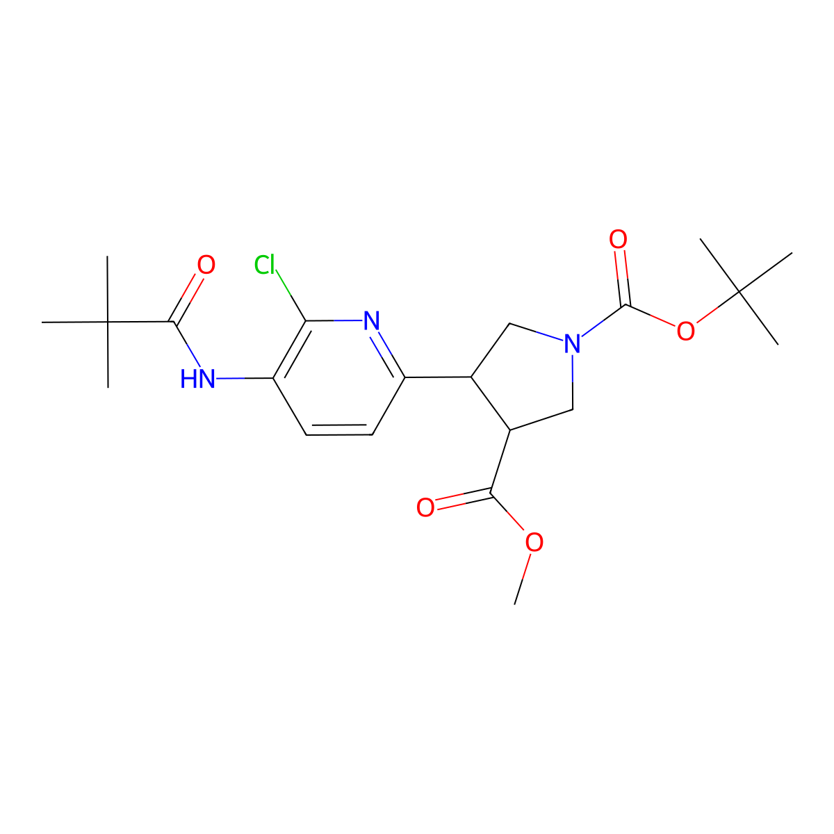 (3R,4R)-1-Tert-butyl 3-methyl 4-(6-chloro-5-pivalamidopyridin-2-YL)pyrrolidine-1,3-dicarboxylate molecular structure, CAS 1217607-90-3