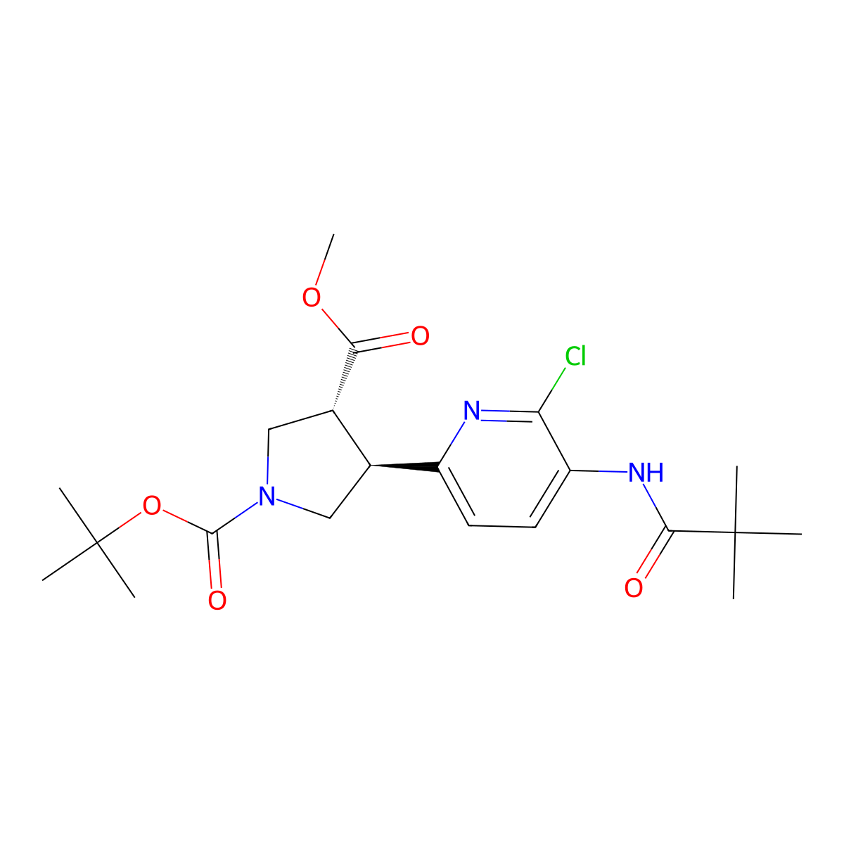 (3R,4R)-1-Tert-butyl 3-methyl 4-(6-chloro-5-pivalamidopyridin-2-YL)pyrrolidine-1,3-dicarboxylate molecular structure, CAS 1217607-90-3