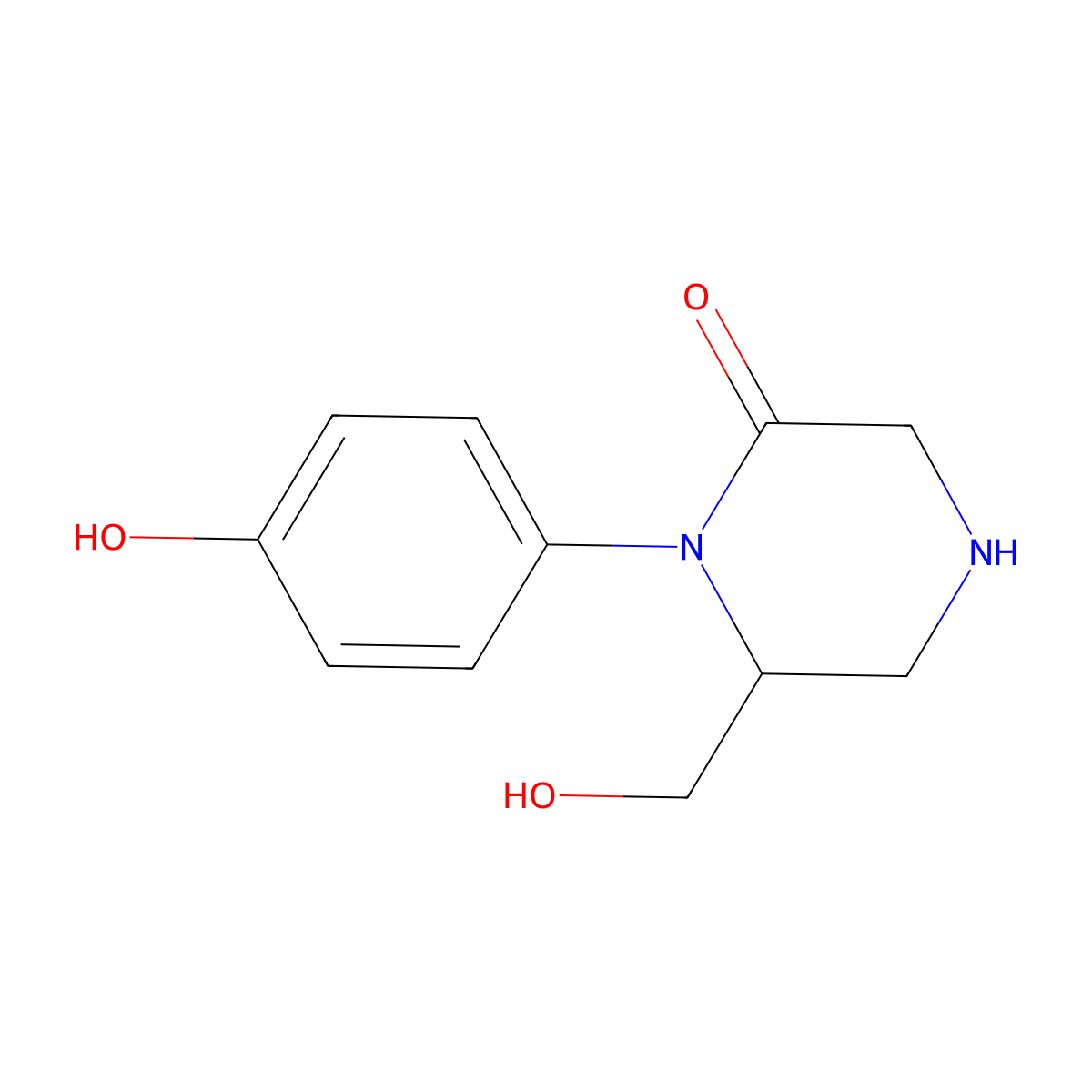 (R)-6-Hydroxymethyl-1-(4-hydroxy-phenyl)-piperazin-2-one molecular structure, CAS 1217608-77-9