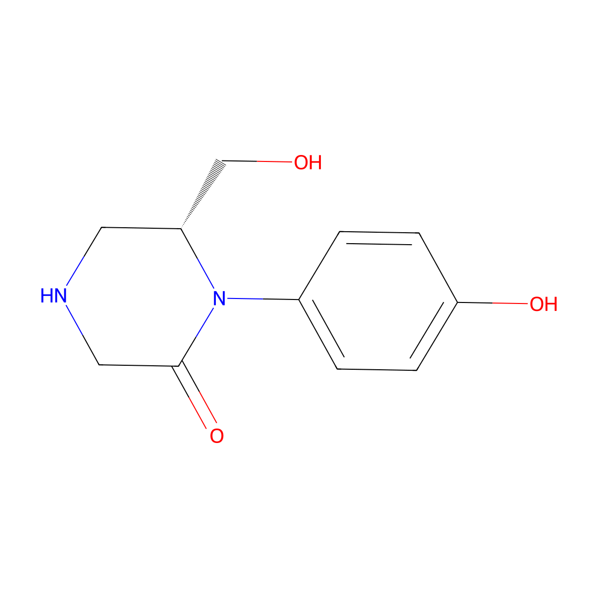 (R)-6-Hydroxymethyl-1-(4-hydroxy-phenyl)-piperazin-2-one molecular structure, CAS 1217608-77-9