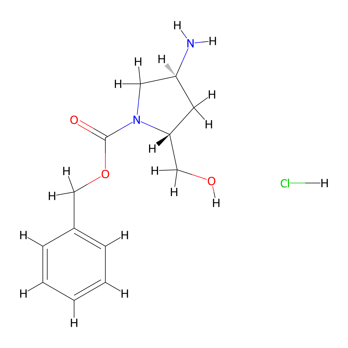 (2R,4S)-Benzyl 4-amino-2-(hydroxymethyl)pyrrolidine-1-carboxylate hydrochloride molecular structure, CAS 1217609-33-0