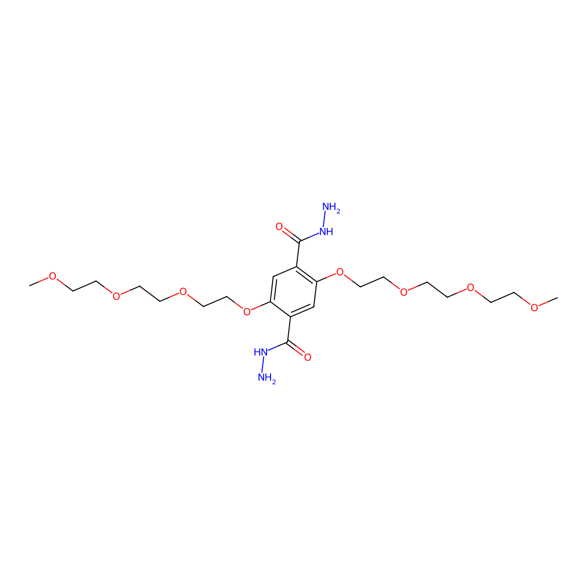 2,5-Bis(2-(2-(2-methoxyethoxy)ethoxy)ethoxy)terephthalohydrazide molecular structure, CAS 121761-43-1