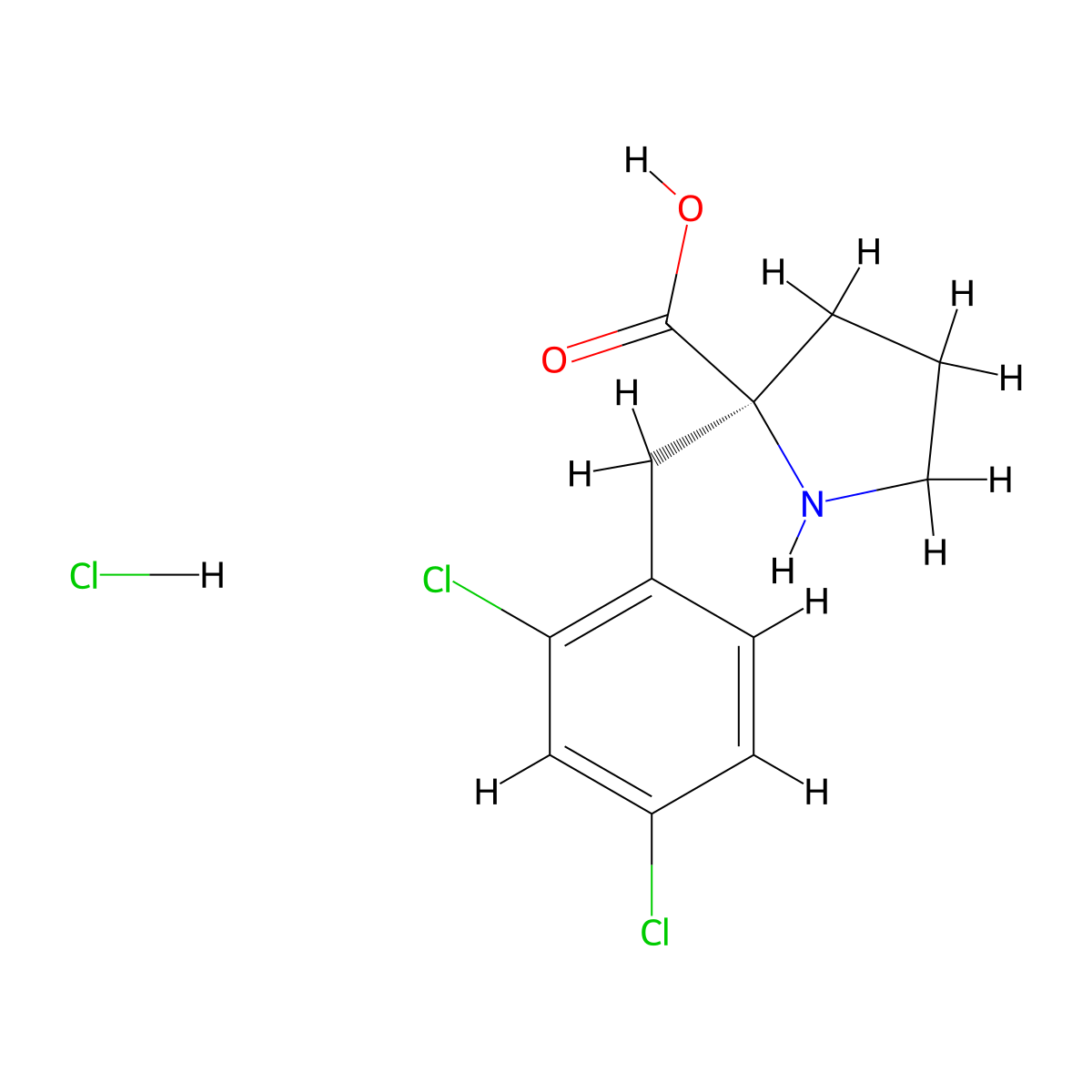 (S)-2-(2,4-Dichlorobenzyl)pyrrolidine-2-carboxylic acid hydrochloride molecular structure, CAS 1217610-34-8