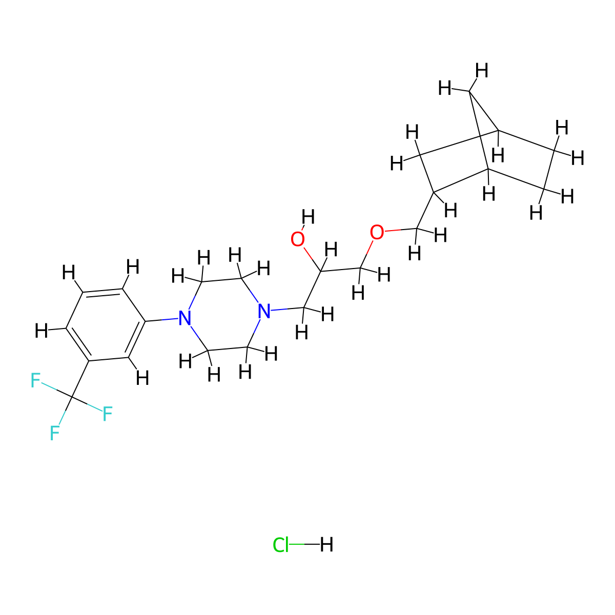1-((1R,4S)-bicyclo[2.2.1]heptan-2-ylmethoxy)-3-(4-(3-(trifluoromethyl)phenyl)piperazin-1-yl)propan-2-ol hydrochloride molecular structure, CAS 1217612-26-4