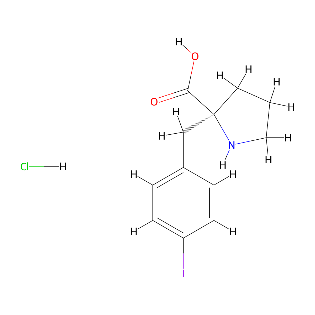 (S)-2-(4-Iodobenzyl)pyrrolidine-2-carboxylic acid hydrochloride molecular structure, CAS 1217613-78-9