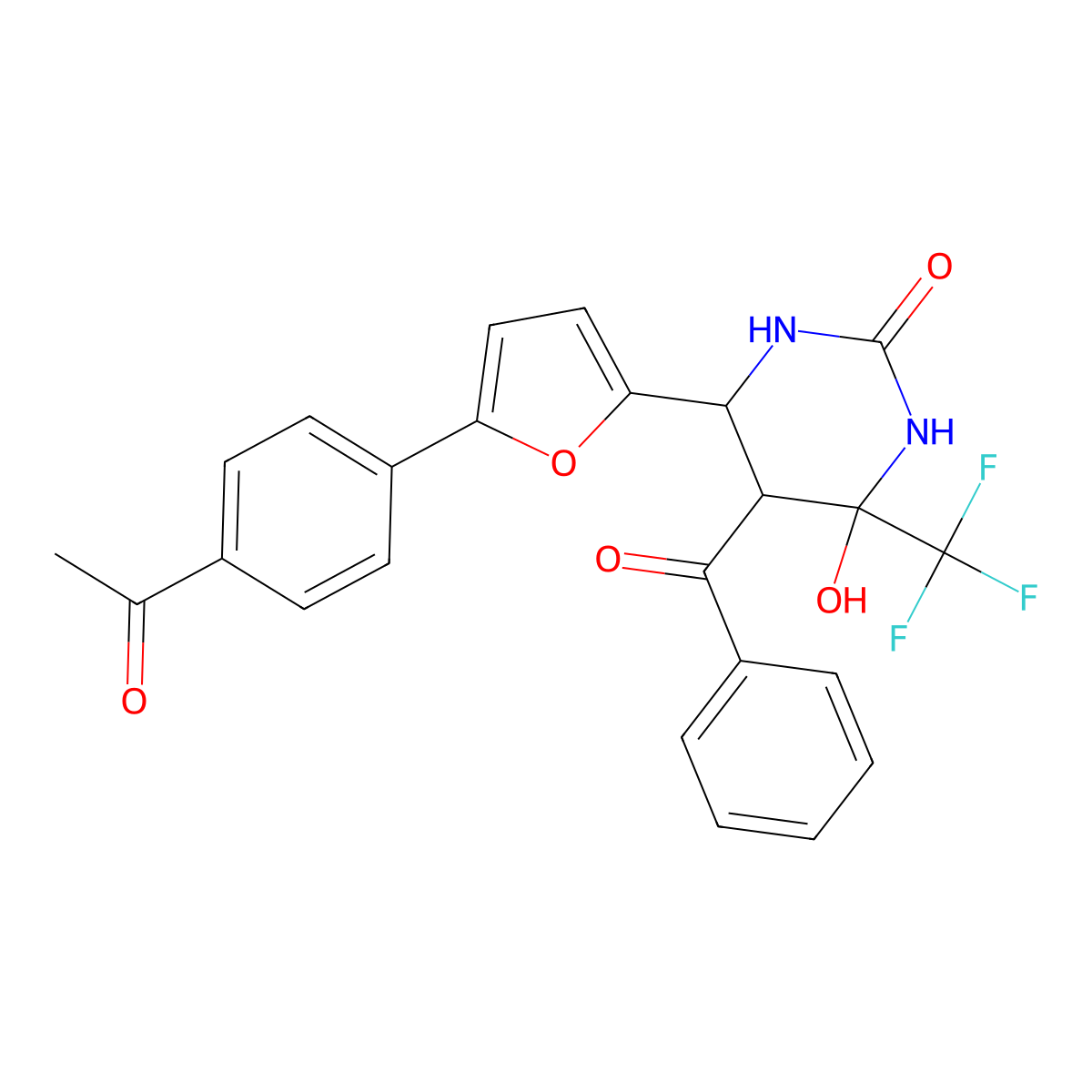6-[5-(4-Acetylphenyl)-2-furanyl]-5-benzoyltetrahydro-4-hydroxy-4-(trifluoromethyl)-2(1H)-pyrimidinone molecular structure, CAS 1217618-22-8