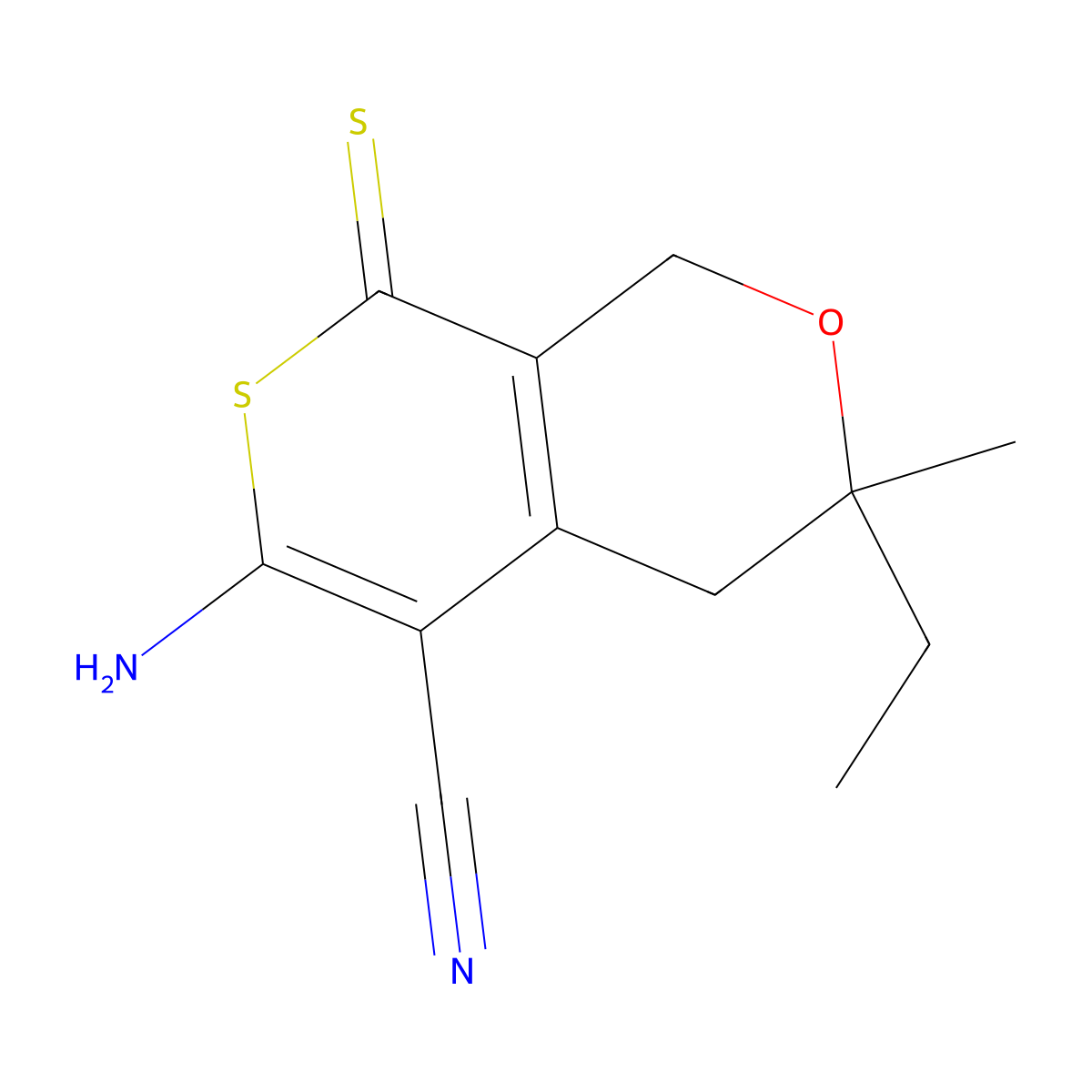 (3R)-6-amino-3-ethyl-3-methyl-8-thioxo-4,8-dihydro-1H,3H-thiopyrano[3,4-c]pyran-5-carbonitrile molecular structure, CAS 1217618-95-5