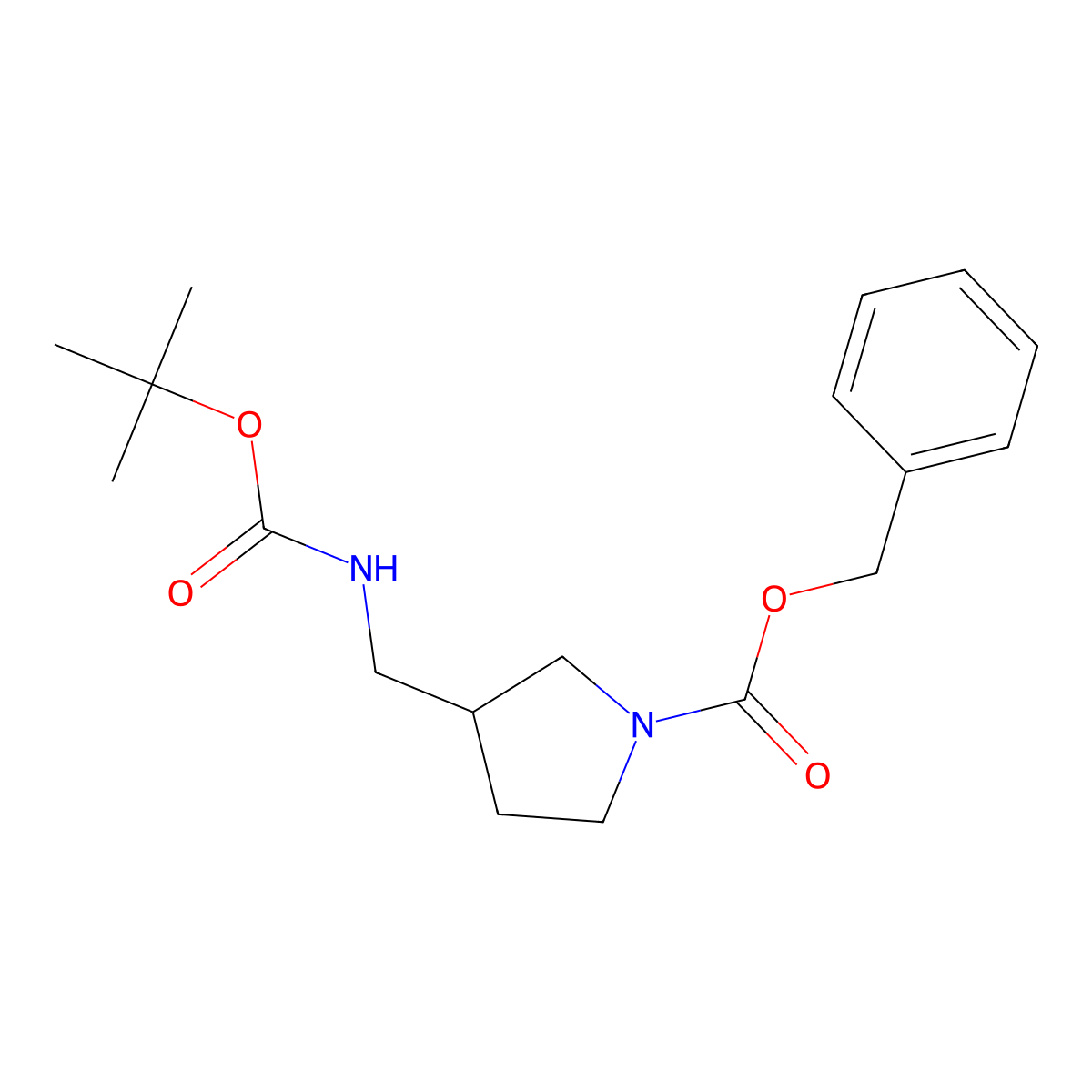 (R)-1-Cbz-3-(Boc-aminomethyl)pyrrolidine molecular structure, CAS 1217622-63-3