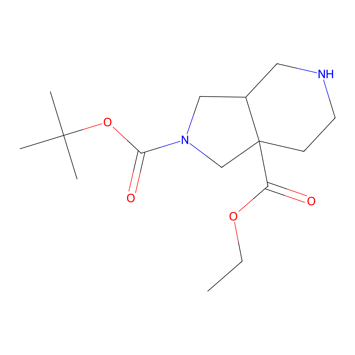 (3aR,7aS)-rel-2-tert-Butyl 7a-ethyl hexahydro-1H-pyrrolo[3,4-c]pyridine-2,7a(3H)-dicarboxylate molecular structure, CAS 1217622-72-4
