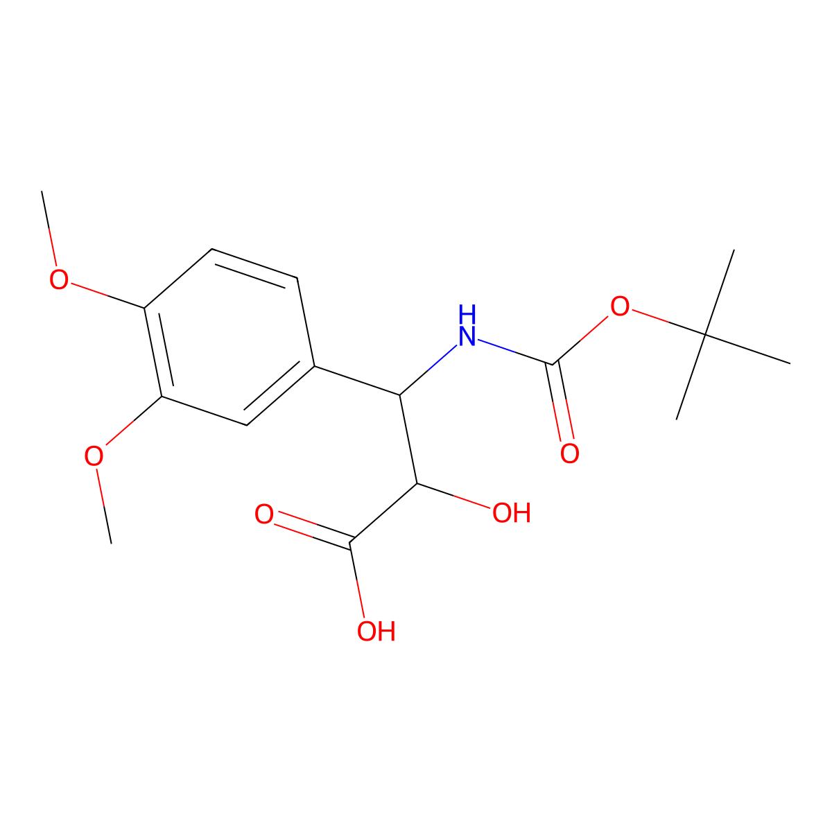 (2R,3R)-3-((tert-Butoxycarbonyl)amino)-3-(3,4-dimethoxyphenyl)-2-hydroxypropanoic acid molecular structure, CAS 1217624-75-3