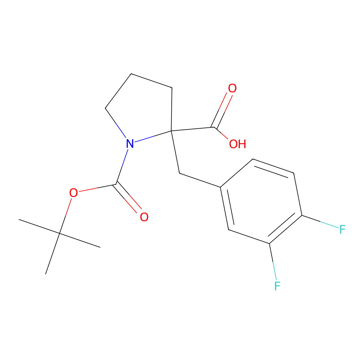 (S)-1-(tert-Butoxycarbonyl)-2-(3,4-difluorobenzyl)pyrrolidine-2-carboxylic acid molecular structure, CAS 1217626-91-9