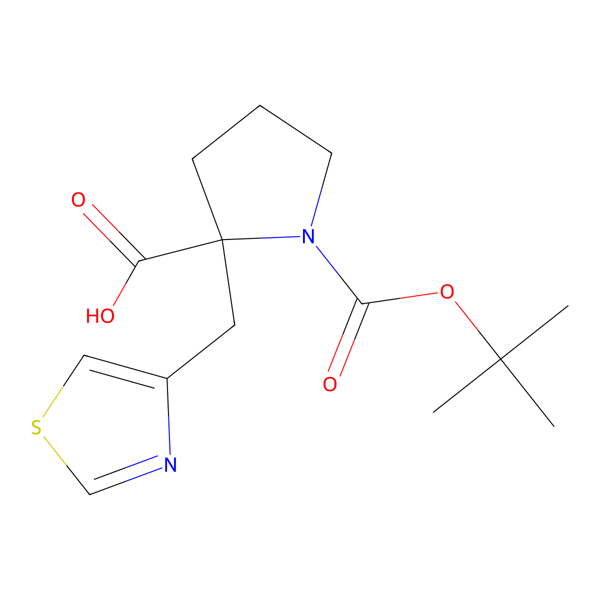 Boc-(S)-alpha-(4-thiazolylmethyl)-proline molecular structure, CAS 1217628-22-2