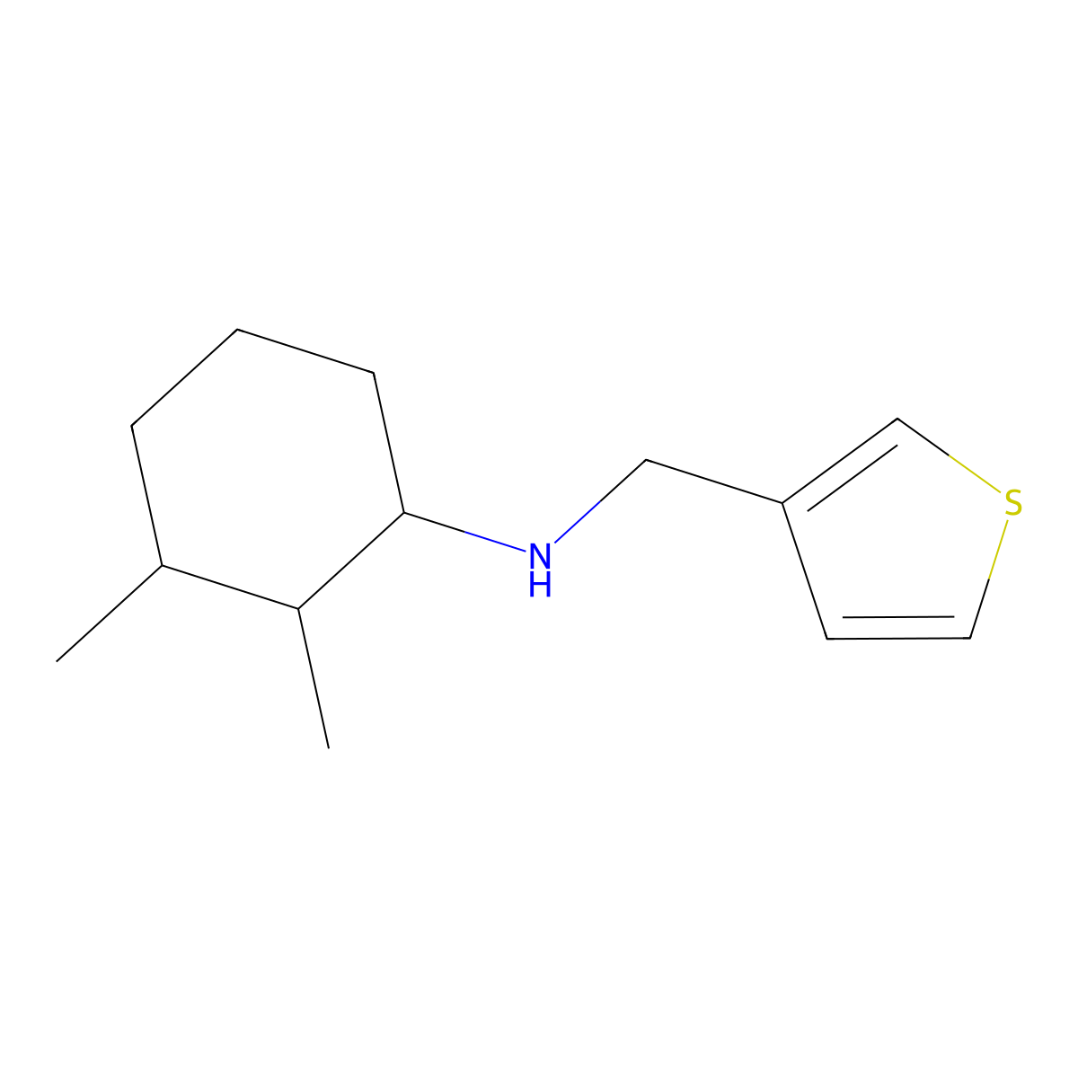 2,3-dimethyl-N-(thiophen-3-ylmethyl)cyclohexan-1-amine molecular structure, CAS 1217631-06-5