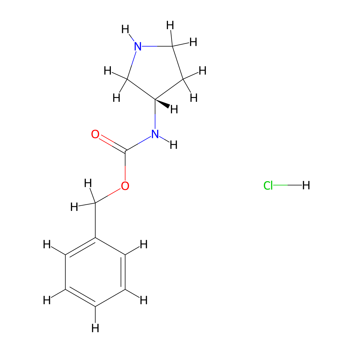 (S)-Benzyl pyrrolidin-3-ylcarbamate hydrochloride molecular structure, CAS 1217631-74-7