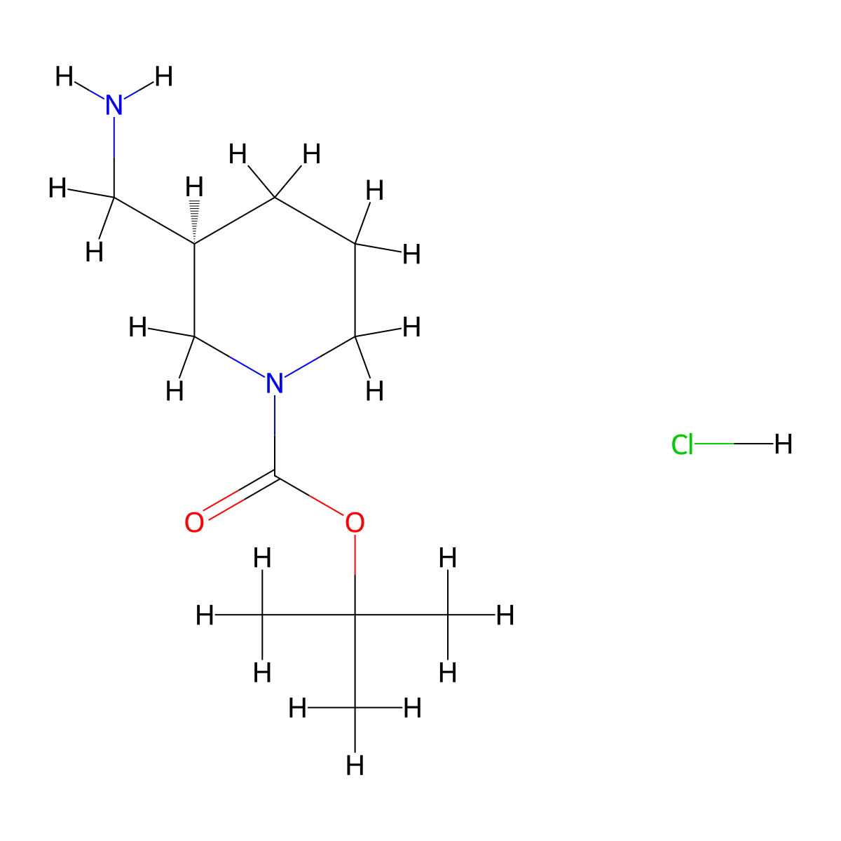 (R)-tert-Butyl 3-(aminomethyl)piperidine-1-carboxylate hydrochloride molecular structure, CAS 1217632-30-8