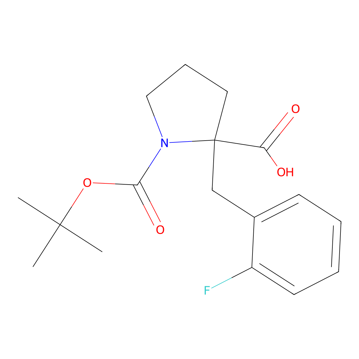 (S)-1-(tert-Butoxycarbonyl)-2-(2-fluorobenzyl)pyrrolidine-2-carboxylic acid molecular structure, CAS 1217635-13-6