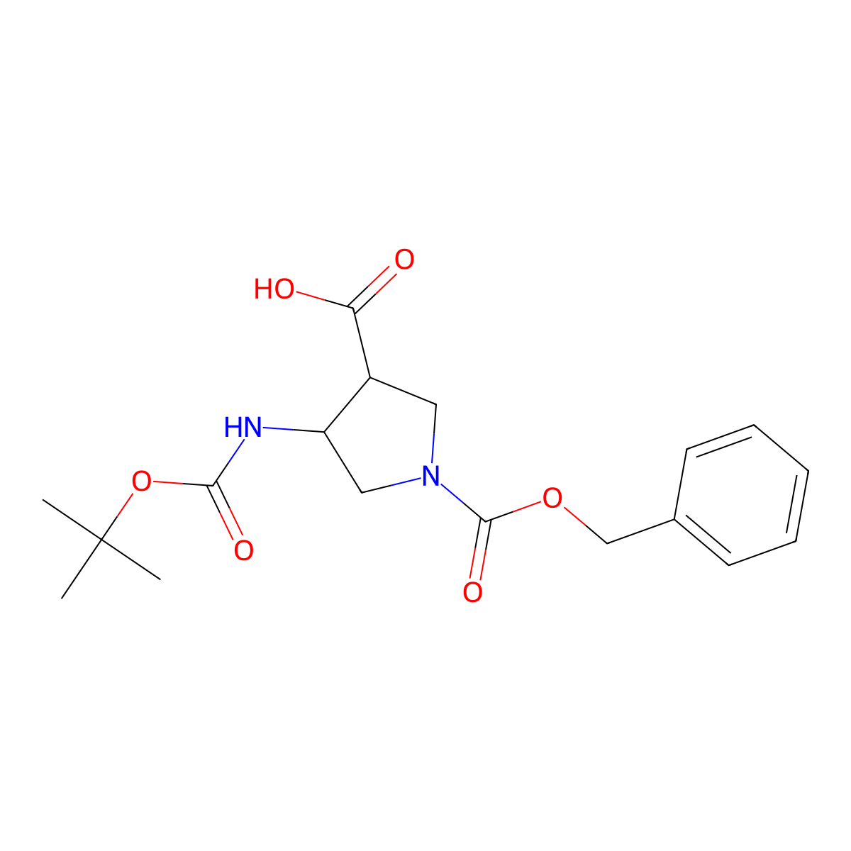 trans-4-N-Boc-Amino-1-Cbz-pyrrolidine-3-carboxylic acid molecular structure, CAS 1217636-05-9