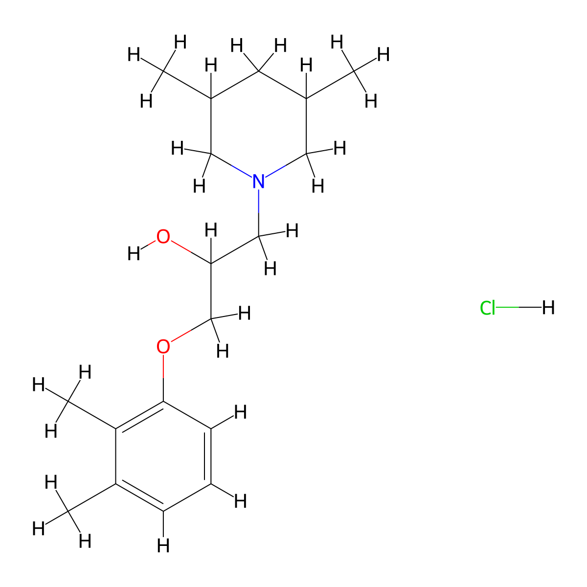 1-(2,3-Dimethylphenoxy)-3-(3,5-dimethylpiperidin-1-yl)propan-2-ol hydrochloride molecular structure, CAS 1217637-02-9