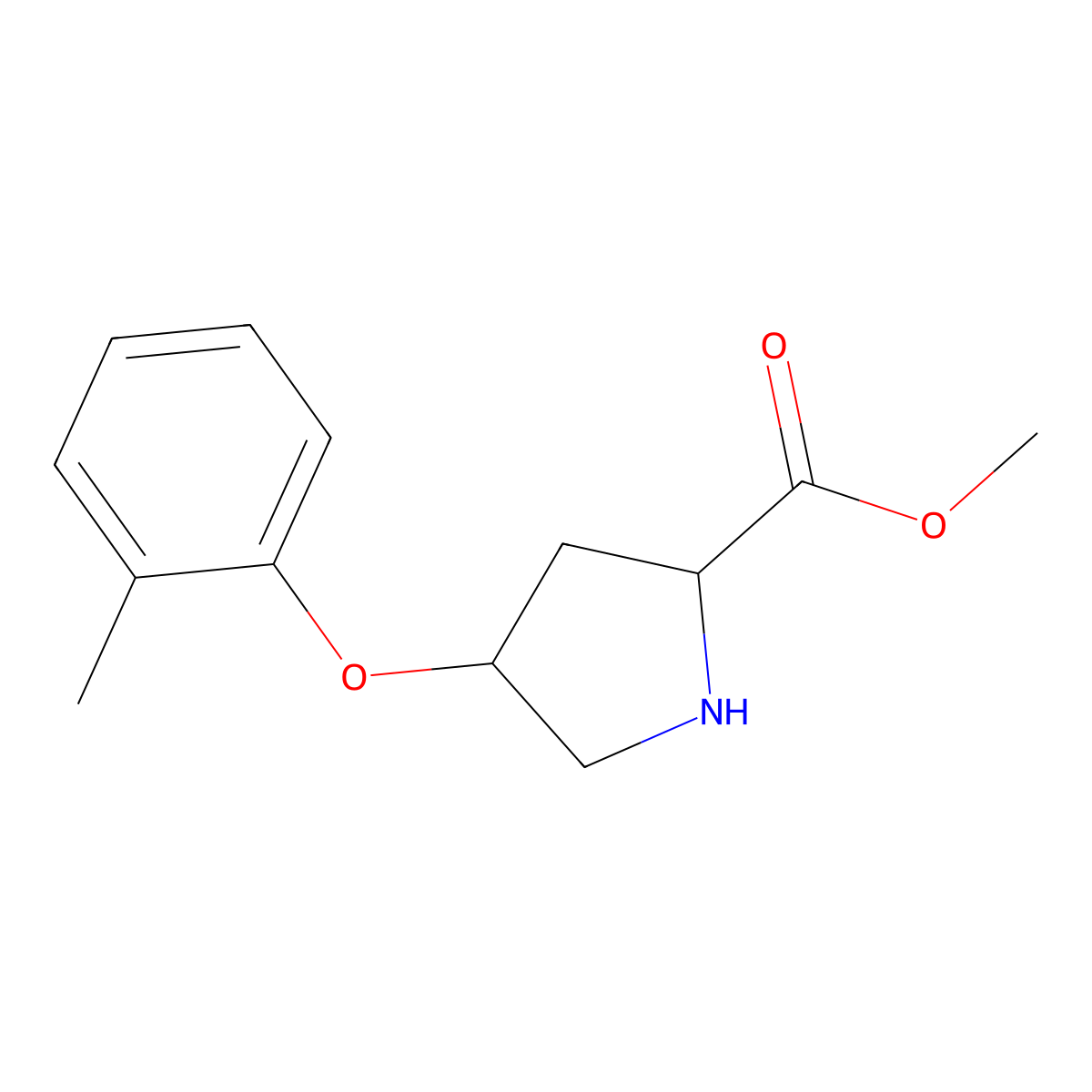 Methyl (2S,4S)-4-(2-methylphenoxy)-2-pyrrolidinecarboxylate molecular structure, CAS 1217637-85-8