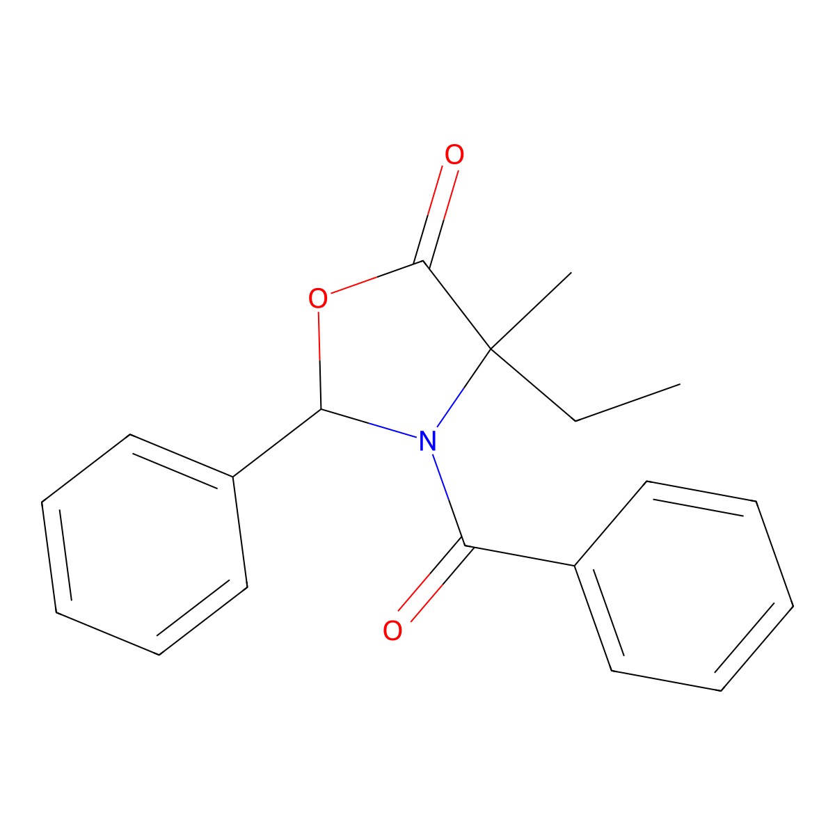 (2R,4S)-3-benzoyl-4-ethyl-4-methyl-2-phenyloxazolidin-5-one molecular structure, CAS 1217638-80-6
